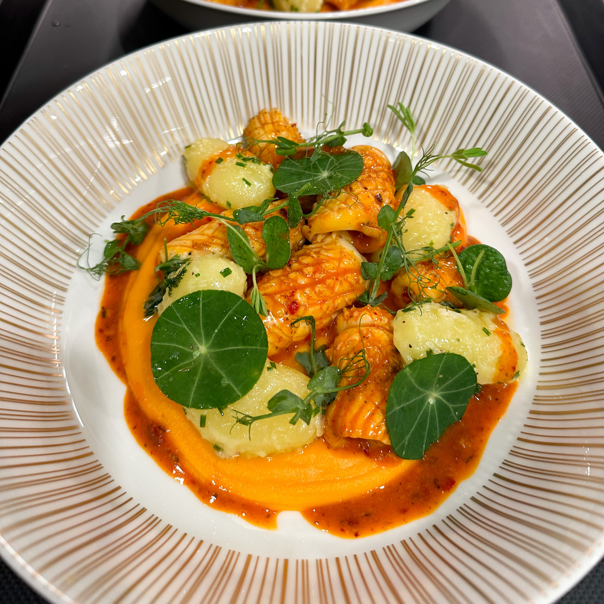 Calamari, sweet potato purée